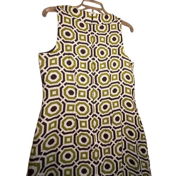 Richard Malcolm Sz 6 100% Linen Green Brown Mod Canvas Sheath Pockets Retro Zip - Picture 12 of 16